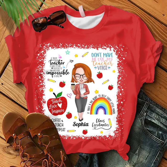 Custom Personalized Teach Love Inspire Teacher AOP T-shirt - Gift Idea For Teacher