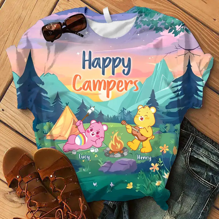 Custom Personalized Bears AOP T-shirt - Gift Idea For Camping Lovers/ Friends/ Family - Happy Campers