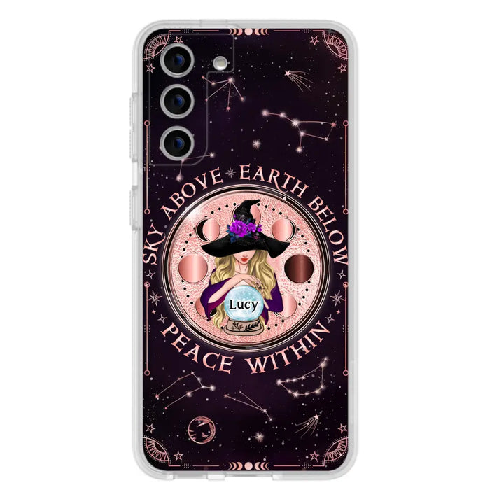 Custom Personalized Witch Phone Case - Gift Idea For Witch Lover - Sky Above Earth Below Peace Within - Case for iPhone/ Samsung