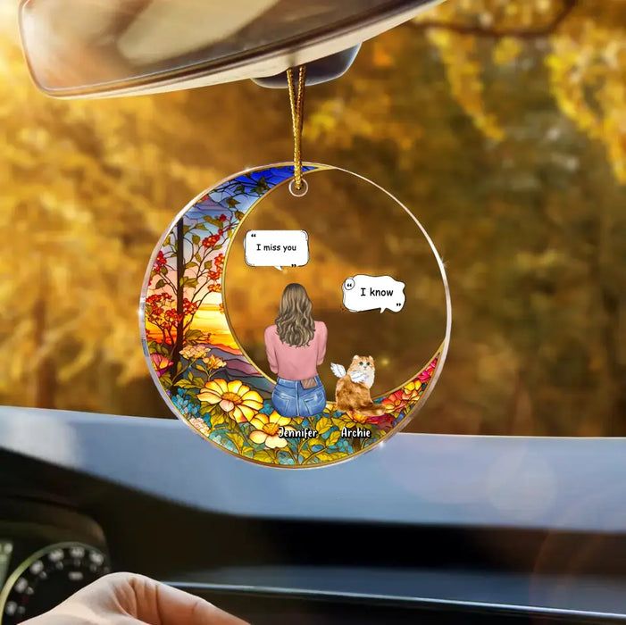 Custom Personalized Memorial Pet Suncatcher Car Acrylic Ornament - Memorial Gift Idea For Dog/Cat/Rabbit Owners - I Miss You