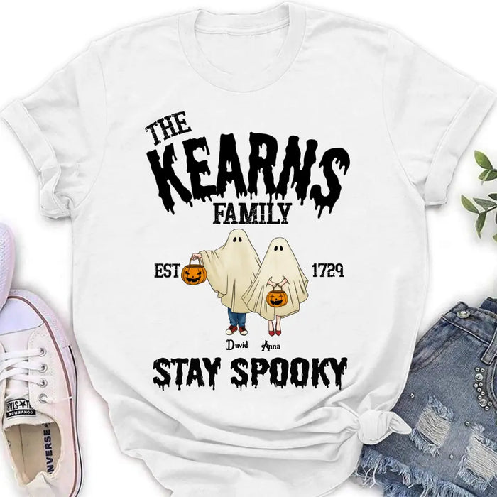 Custom Personalized Spooky Family T-shirt/ Long Sleeve/ Sweatshirt/ Hoodie - Gift Idea For Family/ Halloween - Parents/ Couple With Upto 3 Kids And 3 Dogs/Cats