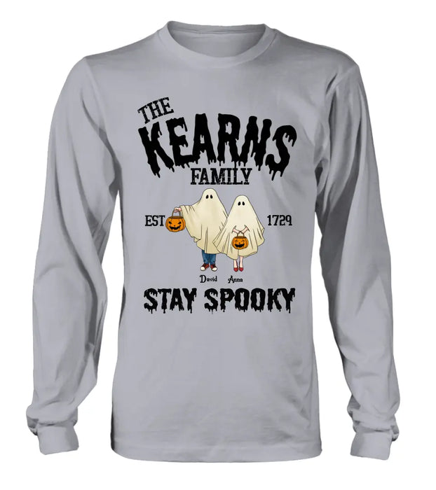 Custom Personalized Spooky Family T-shirt/ Long Sleeve/ Sweatshirt/ Hoodie - Gift Idea For Family/ Halloween - Parents/ Couple With Upto 3 Kids And 3 Dogs/Cats