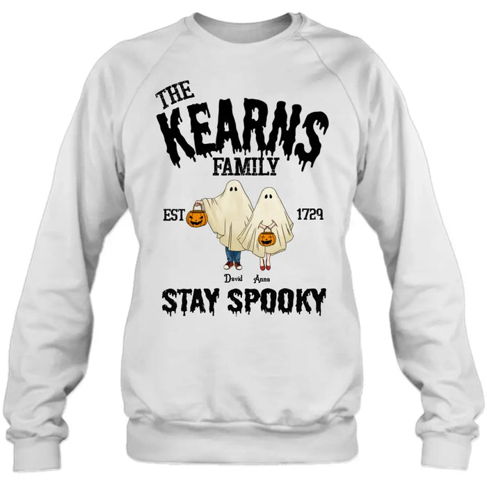 Custom Personalized Spooky Family T-shirt/ Long Sleeve/ Sweatshirt/ Hoodie - Gift Idea For Family/ Halloween - Parents/ Couple With Upto 3 Kids And 3 Dogs/Cats