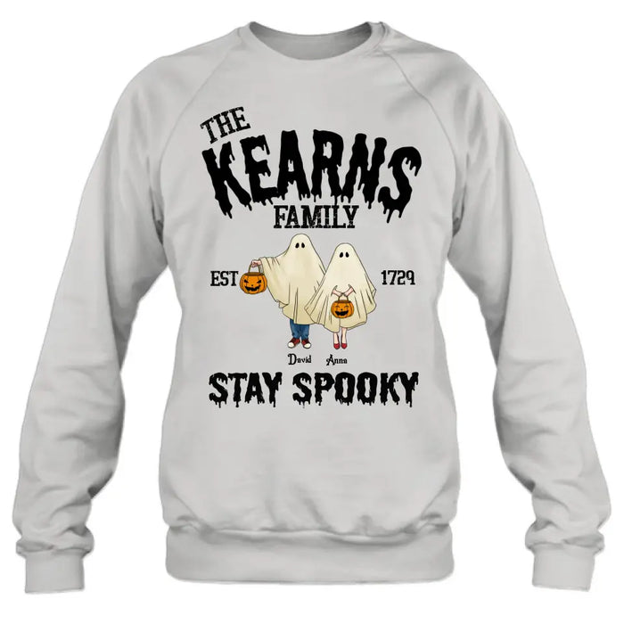 Custom Personalized Spooky Family T-shirt/ Long Sleeve/ Sweatshirt/ Hoodie - Gift Idea For Family/ Halloween - Parents/ Couple With Upto 3 Kids And 3 Dogs/Cats