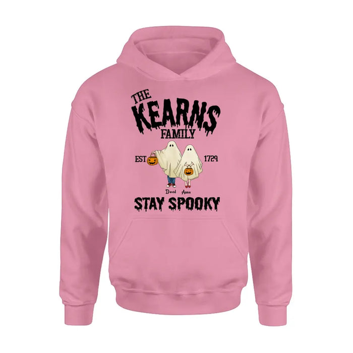 Custom Personalized Spooky Family T-shirt/ Long Sleeve/ Sweatshirt/ Hoodie - Gift Idea For Family/ Halloween - Parents/ Couple With Upto 3 Kids And 3 Dogs/Cats