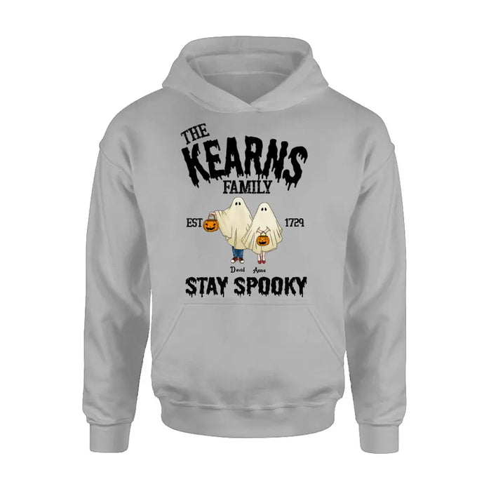 Custom Personalized Spooky Family T-shirt/ Long Sleeve/ Sweatshirt/ Hoodie - Gift Idea For Family/ Halloween - Parents/ Couple With Upto 3 Kids And 3 Dogs/Cats