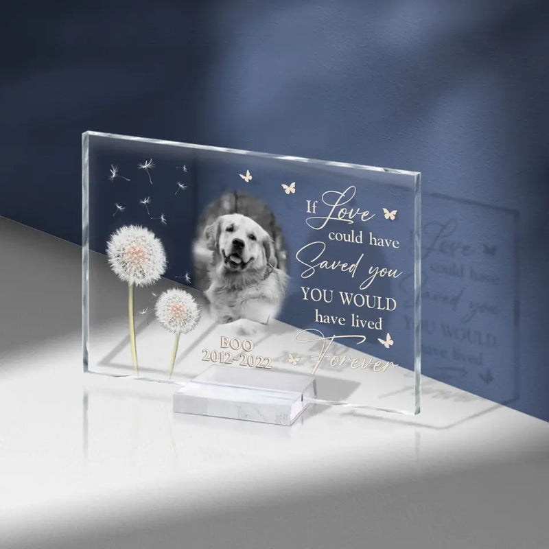 Personalized Memorial Pet Photo Acrylic Plaque - Memorial Gift For Pet Owners - If Love Could Have Saved You You Would Have Lived Forever