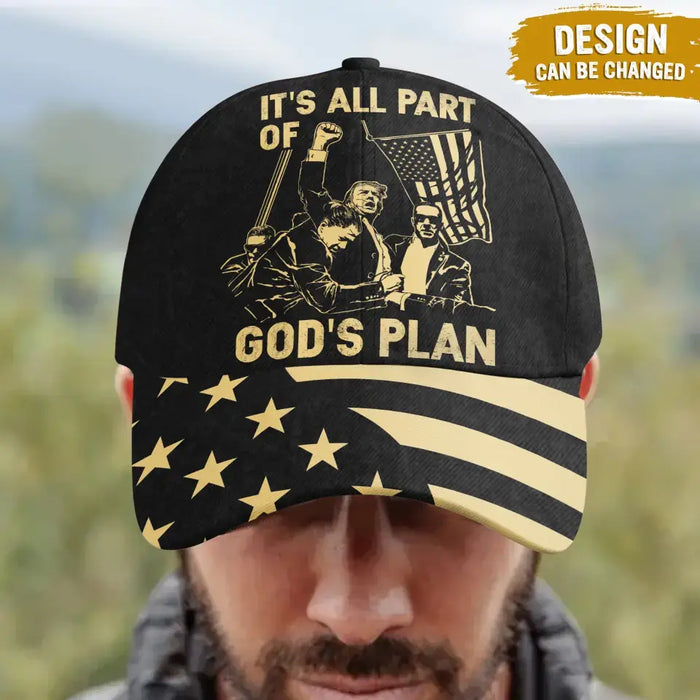 It's All Part Of God's Plan Black Cap - Gift Idea For Presidential Election