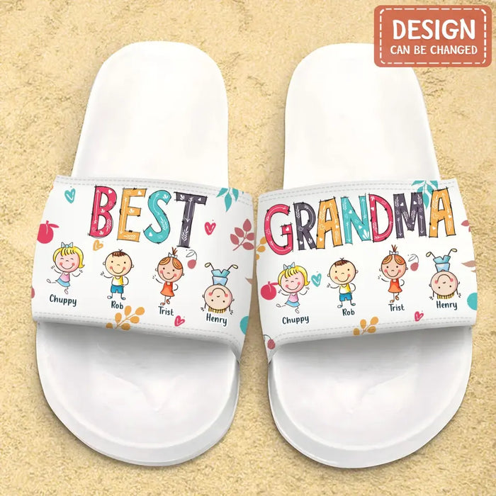 Custom Personalized Best Grandma Women's Sandals - Upto 10 Kids - Gift Idea To Grandma/ Mom