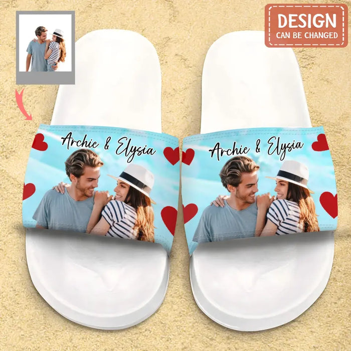 Custom Personalized Couple Sandals - Upload Photo - Gift Idea For Couple