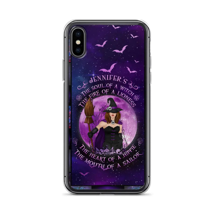 Custom Personalized Witch Purple Phone Case - Halloween Gift Idea - The Soul Of A Witch The Fire Of A Lioness - Case for iPhone/ Samsung