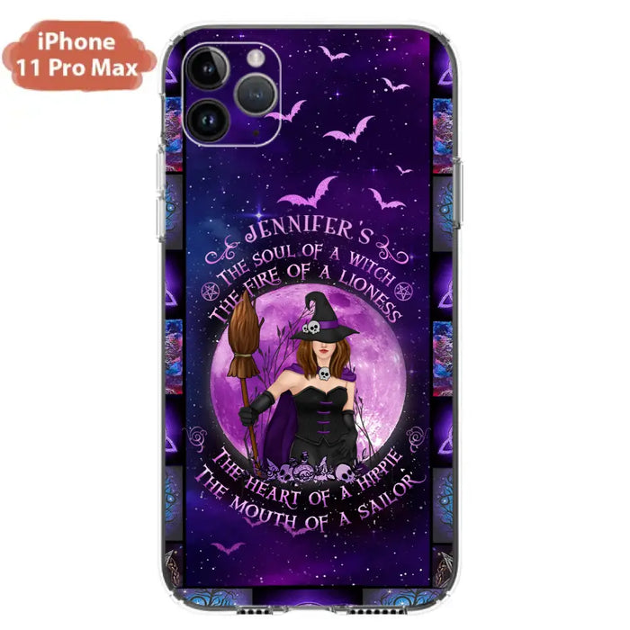 Custom Personalized Witch Purple Phone Case - Halloween Gift Idea - The Soul Of A Witch The Fire Of A Lioness - Case for iPhone/ Samsung