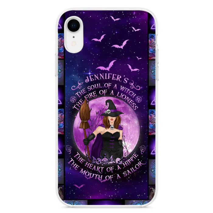 Custom Personalized Witch Purple Phone Case - Halloween Gift Idea - The Soul Of A Witch The Fire Of A Lioness - Case for iPhone/ Samsung