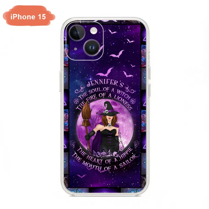 Custom Personalized Witch Purple Phone Case - Halloween Gift Idea - The Soul Of A Witch The Fire Of A Lioness - Case for iPhone/ Samsung