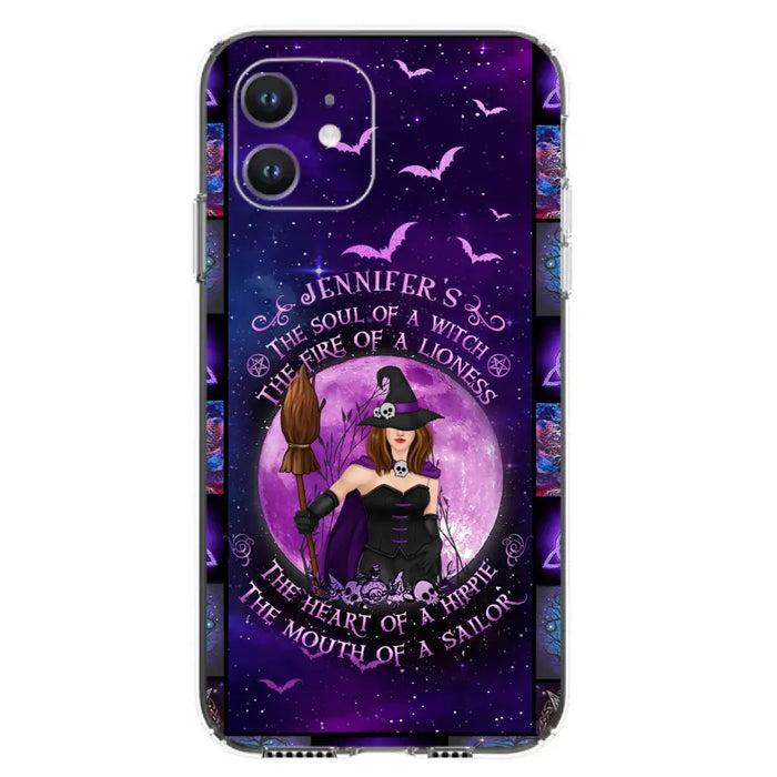 Custom Personalized Witch Purple Phone Case - Halloween Gift Idea - The Soul Of A Witch The Fire Of A Lioness - Case for iPhone/ Samsung