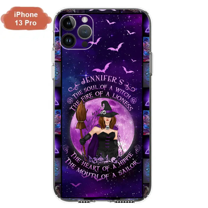 Custom Personalized Witch Purple Phone Case - Halloween Gift Idea - The Soul Of A Witch The Fire Of A Lioness - Case for iPhone/ Samsung