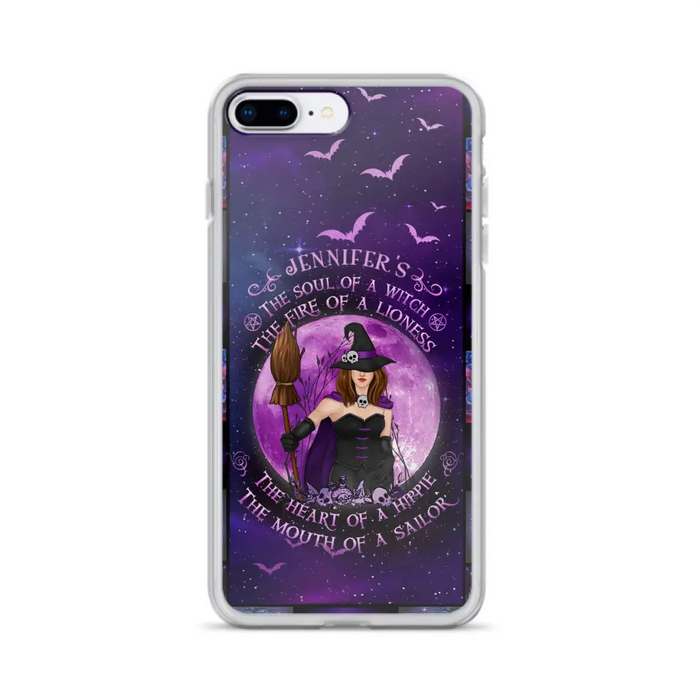 Custom Personalized Witch Purple Phone Case - Halloween Gift Idea - The Soul Of A Witch The Fire Of A Lioness - Case for iPhone/ Samsung