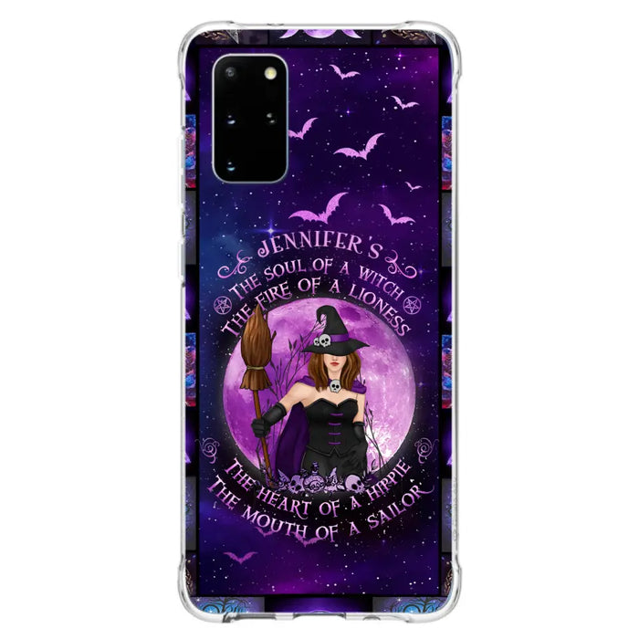 Custom Personalized Witch Purple Phone Case - Halloween Gift Idea - The Soul Of A Witch The Fire Of A Lioness - Case for iPhone/ Samsung