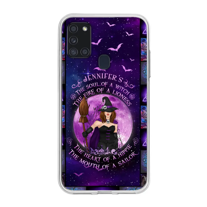 Custom Personalized Witch Purple Phone Case - Halloween Gift Idea - The Soul Of A Witch The Fire Of A Lioness - Case for iPhone/ Samsung