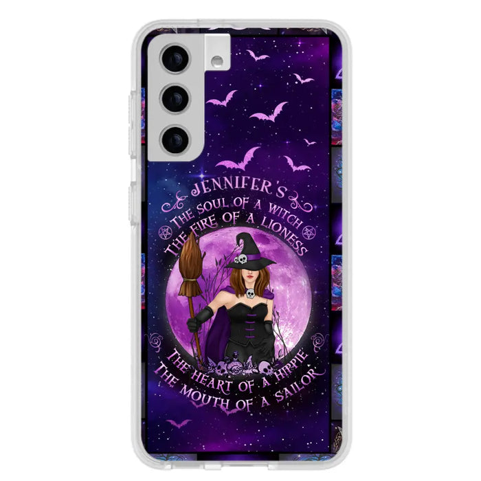 Custom Personalized Witch Purple Phone Case - Halloween Gift Idea - The Soul Of A Witch The Fire Of A Lioness - Case for iPhone/ Samsung