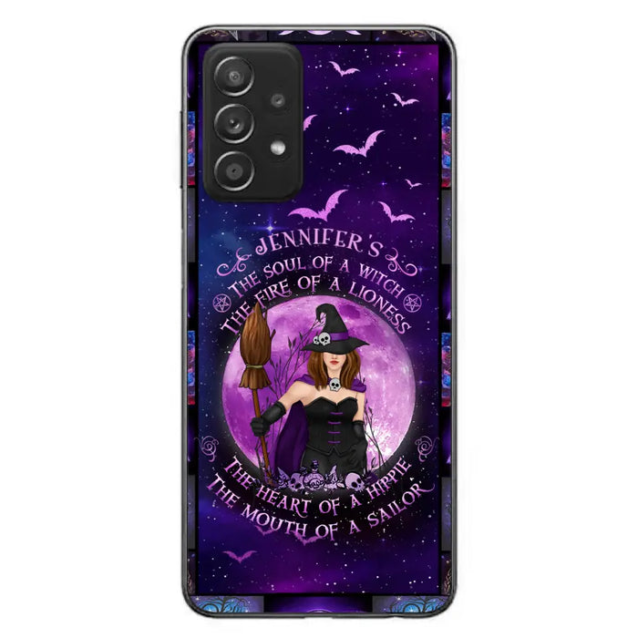 Custom Personalized Witch Purple Phone Case - Halloween Gift Idea - The Soul Of A Witch The Fire Of A Lioness - Case for iPhone/ Samsung