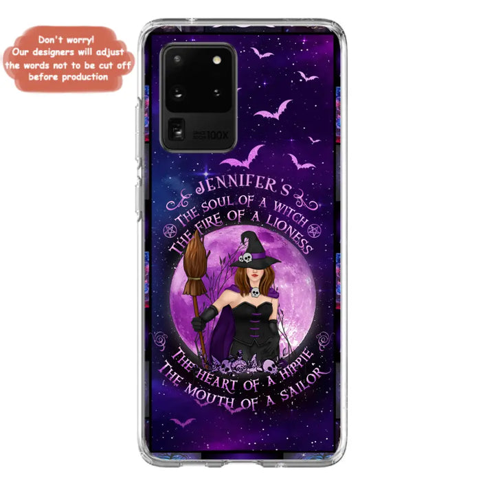 Custom Personalized Witch Purple Phone Case - Halloween Gift Idea - The Soul Of A Witch The Fire Of A Lioness - Case for iPhone/ Samsung