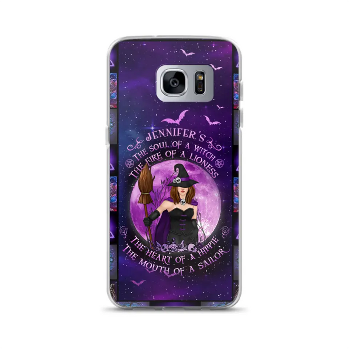 Custom Personalized Witch Purple Phone Case - Halloween Gift Idea - The Soul Of A Witch The Fire Of A Lioness - Case for iPhone/ Samsung