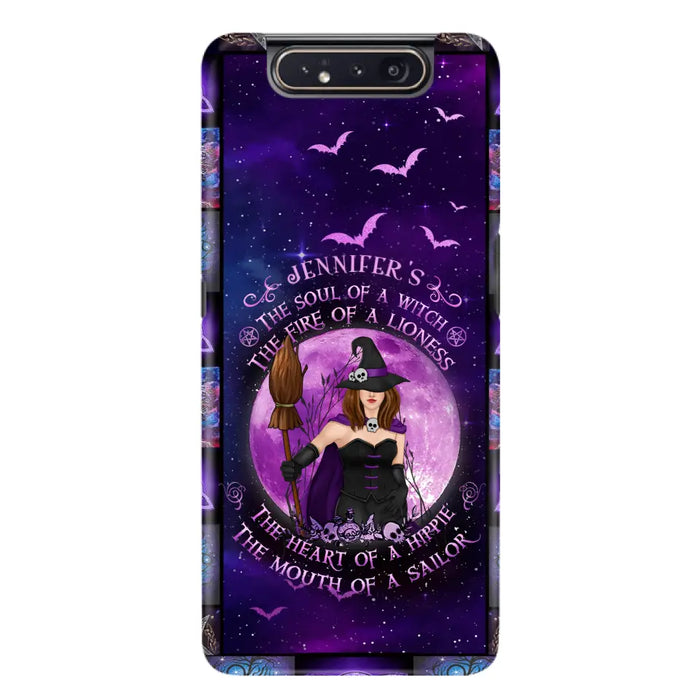 Custom Personalized Witch Purple Phone Case - Halloween Gift Idea - The Soul Of A Witch The Fire Of A Lioness - Case for iPhone/ Samsung