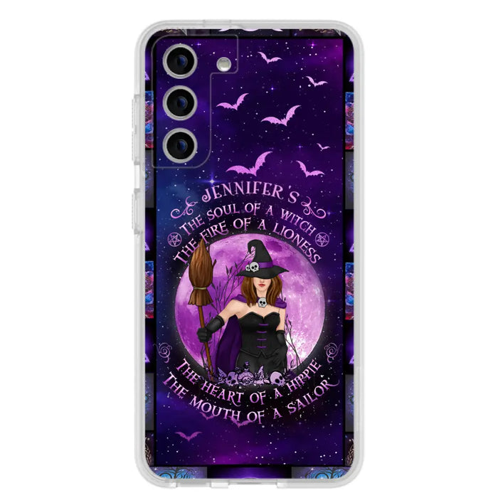 Custom Personalized Witch Purple Phone Case - Halloween Gift Idea - The Soul Of A Witch The Fire Of A Lioness - Case for iPhone/ Samsung