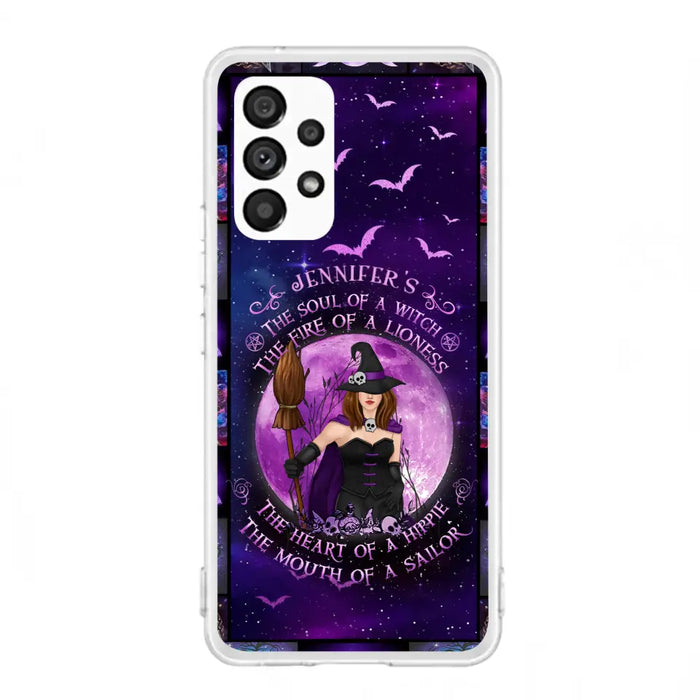 Custom Personalized Witch Purple Phone Case - Halloween Gift Idea - The Soul Of A Witch The Fire Of A Lioness - Case for iPhone/ Samsung