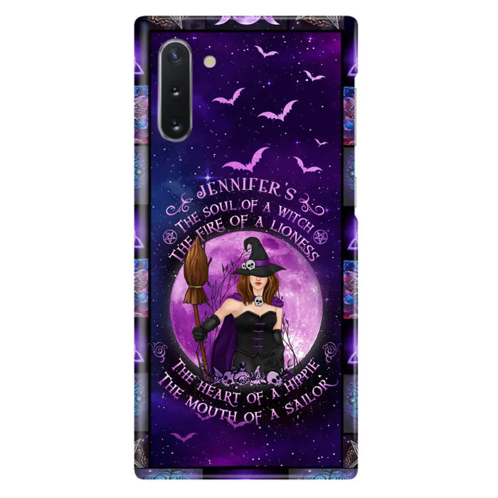 Custom Personalized Witch Purple Phone Case - Halloween Gift Idea - The Soul Of A Witch The Fire Of A Lioness - Case for iPhone/ Samsung