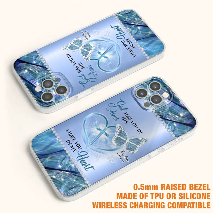 Custom Personalized Memorial Phone Case - Memorial Gift Idea For Family Member - God Has You In His Arms I Have You in My Heart - Case For iPhone/ Samsung