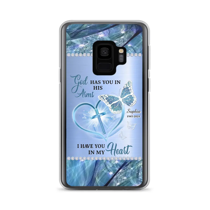 Custom Personalized Memorial Phone Case - Memorial Gift Idea For Family Member - God Has You In His Arms I Have You in My Heart - Case For iPhone/ Samsung