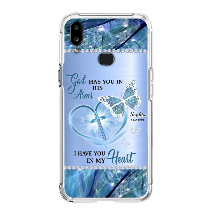 Custom Personalized Memorial Phone Case - Memorial Gift Idea For Family Member - God Has You In His Arms I Have You in My Heart - Case For iPhone/ Samsung