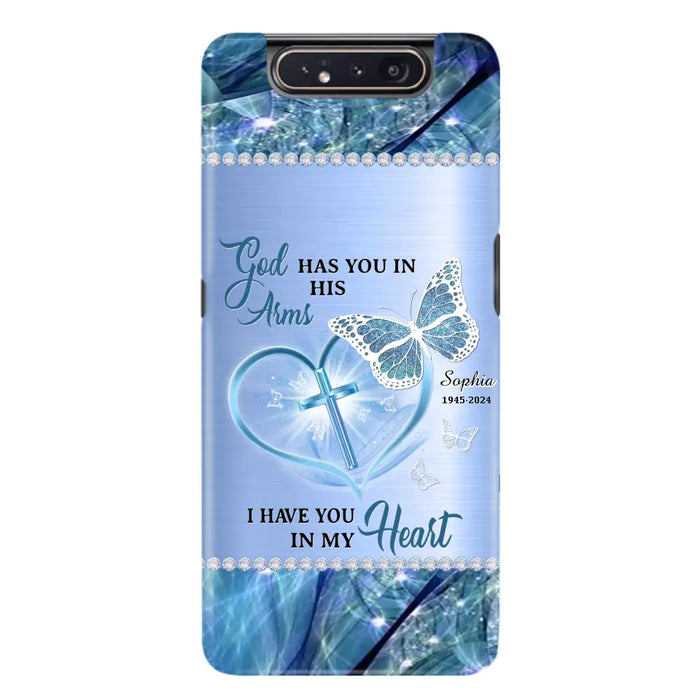 Custom Personalized Memorial Phone Case - Memorial Gift Idea For Family Member - God Has You In His Arms I Have You in My Heart - Case For iPhone/ Samsung