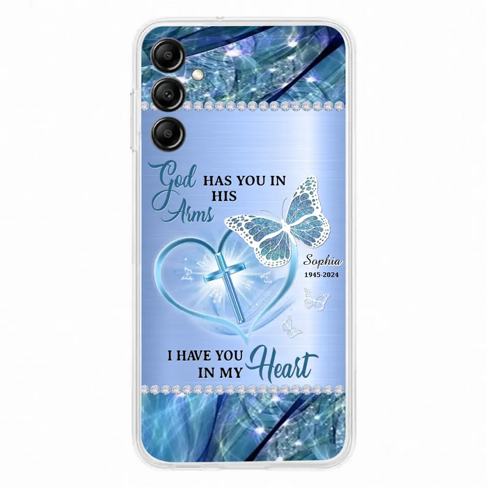 Custom Personalized Memorial Phone Case - Memorial Gift Idea For Family Member - God Has You In His Arms I Have You in My Heart - Case For iPhone/ Samsung