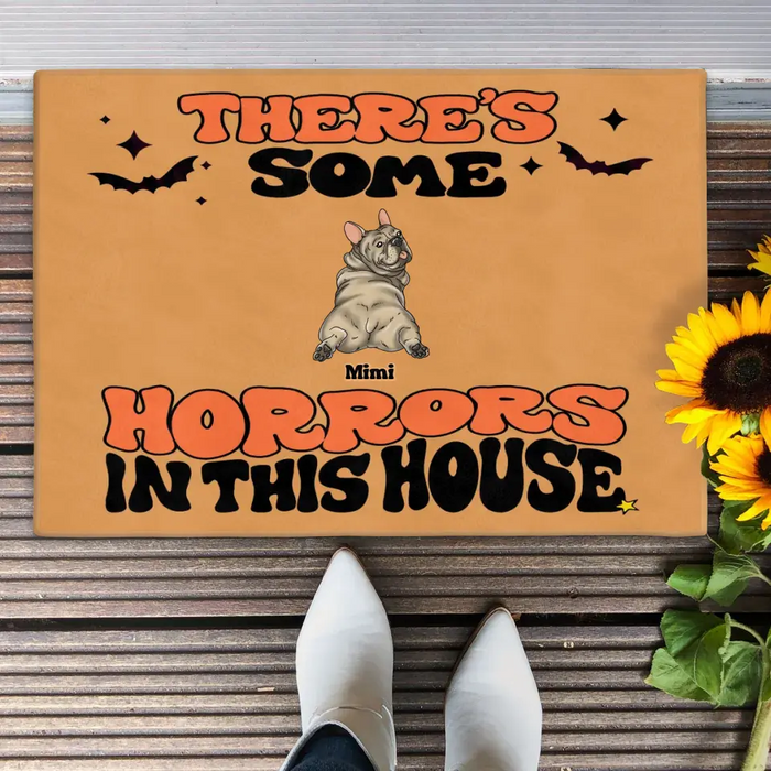 Custom Personalized Dog Doormat - Gift Idea For Family/ Dog Lover - Upto 7 Dogs - There's Some Horrors In This House