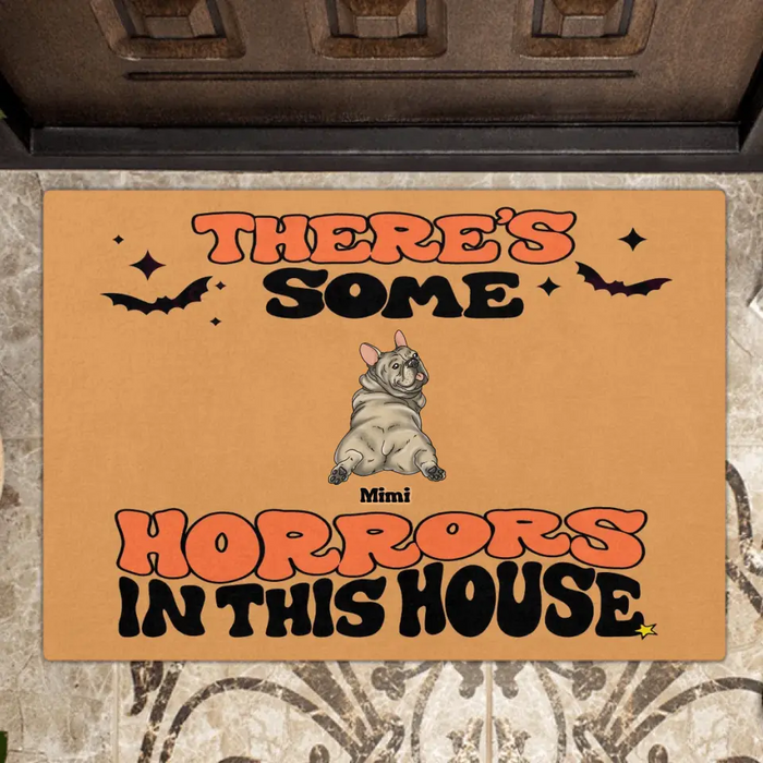 Custom Personalized Dog Doormat - Gift Idea For Family/ Dog Lover - Upto 7 Dogs - There's Some Horrors In This House