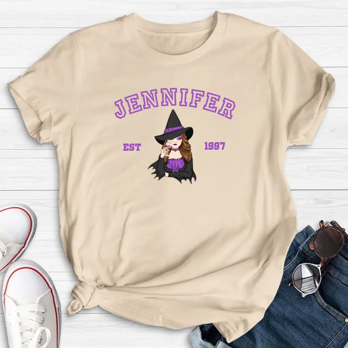 Custom Personalized Witch T-shirt/ Long Sleeve/ Sweatshirt/ Hoodie - Custom Name - Halloween Gift Idea For Witch/ Bestie