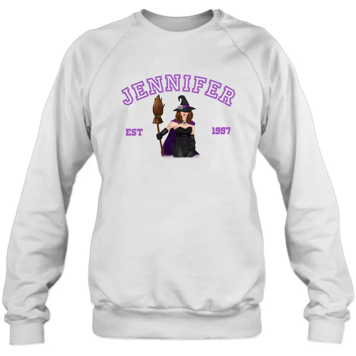 Custom Personalized Witch T-shirt/ Long Sleeve/ Sweatshirt/ Hoodie - Halloween Gift Idea For Witch/ Bestie - Custom Name