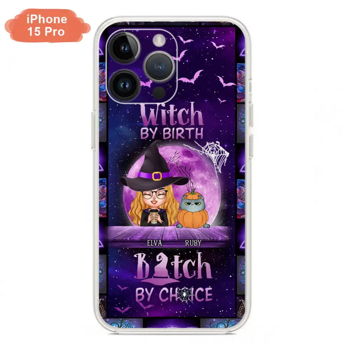 Custom Personalized Witch Phone Case - Gift Idea For Witch/ Dog/ Cat Lover - Upto 4 Pets - Witch By Birth - Case For iPhone/ Samsung