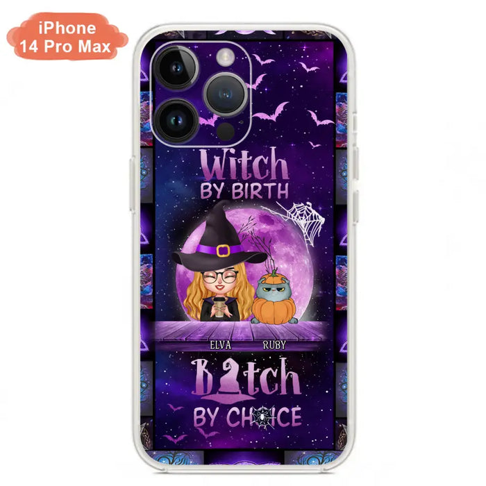 Custom Personalized Witch Phone Case - Gift Idea For Witch/ Dog/ Cat Lover - Upto 4 Pets - Witch By Birth - Case For iPhone/ Samsung