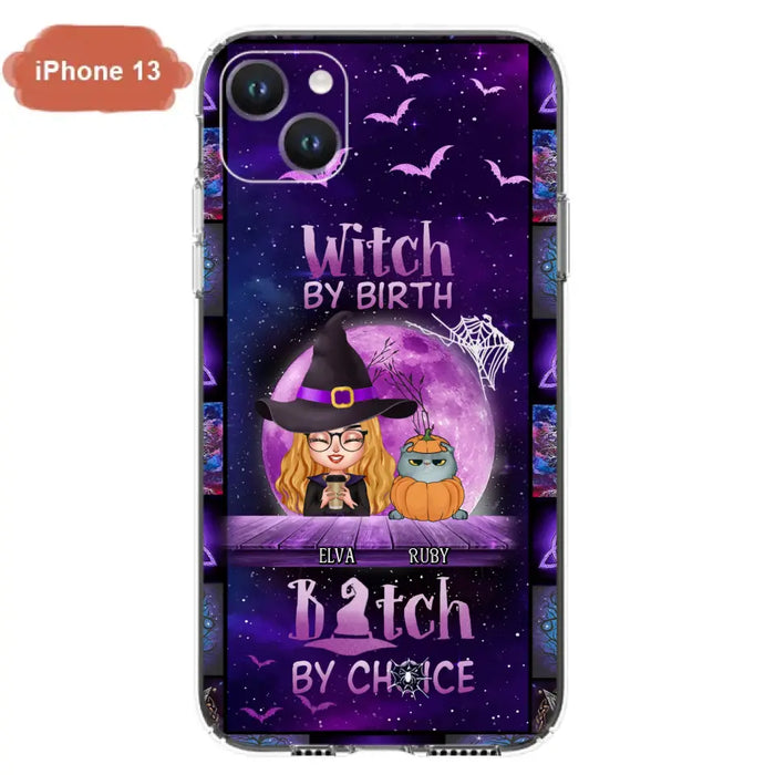 Custom Personalized Witch Phone Case - Gift Idea For Witch/ Dog/ Cat Lover - Upto 4 Pets - Witch By Birth - Case For iPhone/ Samsung