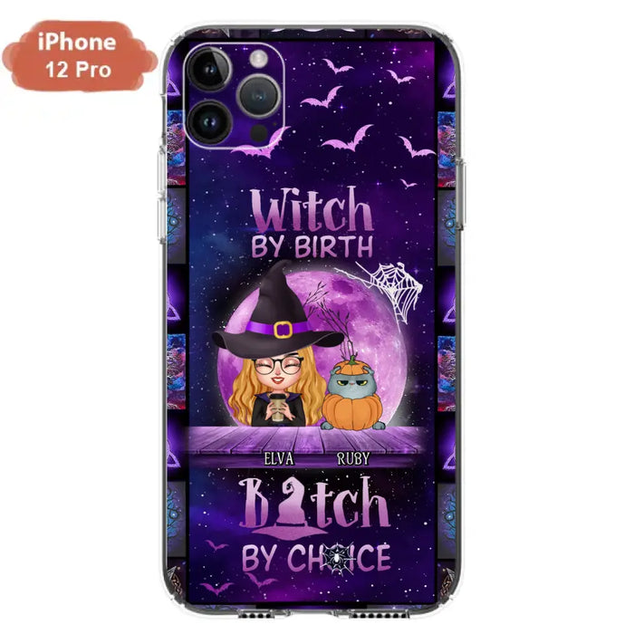 Custom Personalized Witch Phone Case - Gift Idea For Witch/ Dog/ Cat Lover - Upto 4 Pets - Witch By Birth - Case For iPhone/ Samsung