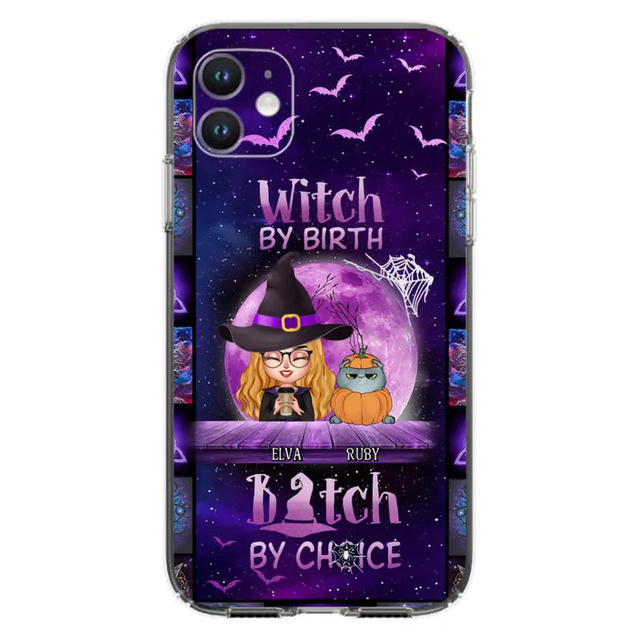 Custom Personalized Witch Phone Case - Gift Idea For Witch/ Dog/ Cat Lover - Upto 4 Pets - Witch By Birth - Case For iPhone/ Samsung