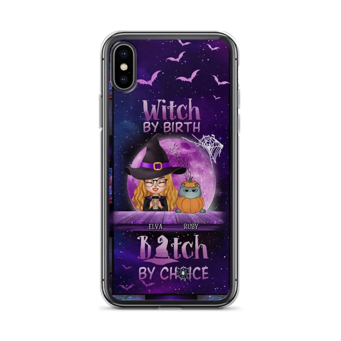 Custom Personalized Witch Phone Case - Gift Idea For Witch/ Dog/ Cat Lover - Upto 4 Pets - Witch By Birth - Case For iPhone/ Samsung