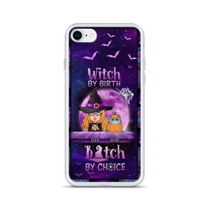 Custom Personalized Witch Phone Case - Gift Idea For Witch/ Dog/ Cat Lover - Upto 4 Pets - Witch By Birth - Case For iPhone/ Samsung