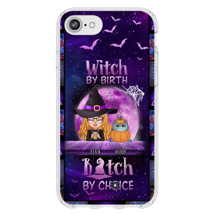 Custom Personalized Witch Phone Case - Gift Idea For Witch/ Dog/ Cat Lover - Upto 4 Pets - Witch By Birth - Case For iPhone/ Samsung