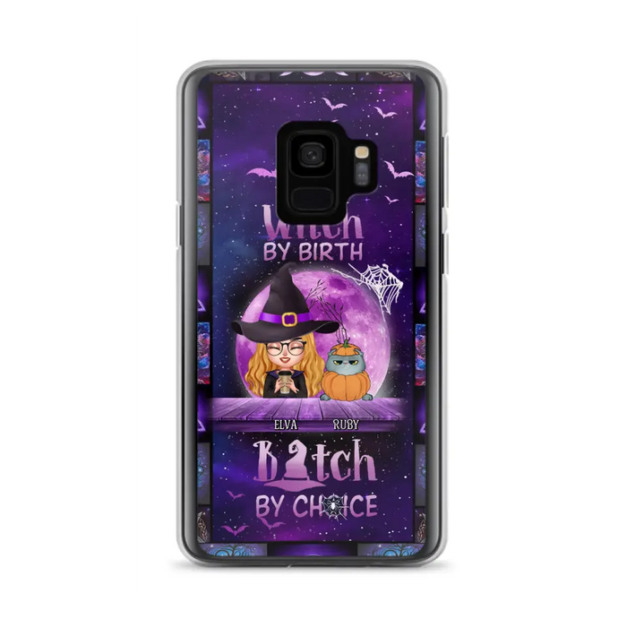 Custom Personalized Witch Phone Case - Gift Idea For Witch/ Dog/ Cat Lover - Upto 4 Pets - Witch By Birth - Case For iPhone/ Samsung