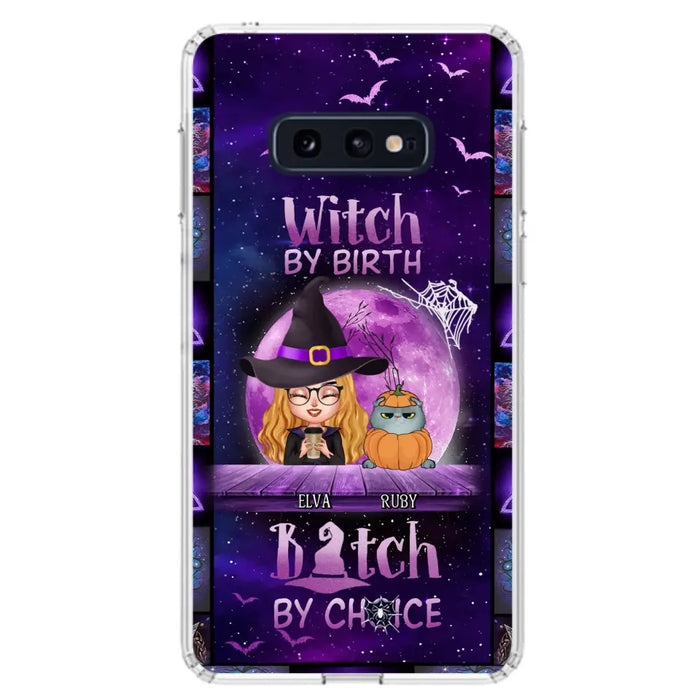 Custom Personalized Witch Phone Case - Gift Idea For Witch/ Dog/ Cat Lover - Upto 4 Pets - Witch By Birth - Case For iPhone/ Samsung